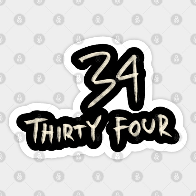 Hand Drawn Letter Number 34 Thirty Four Sticker by Saestu Mbathi